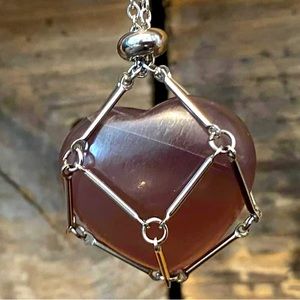 Amethyst heart pendant with tumbler necklace